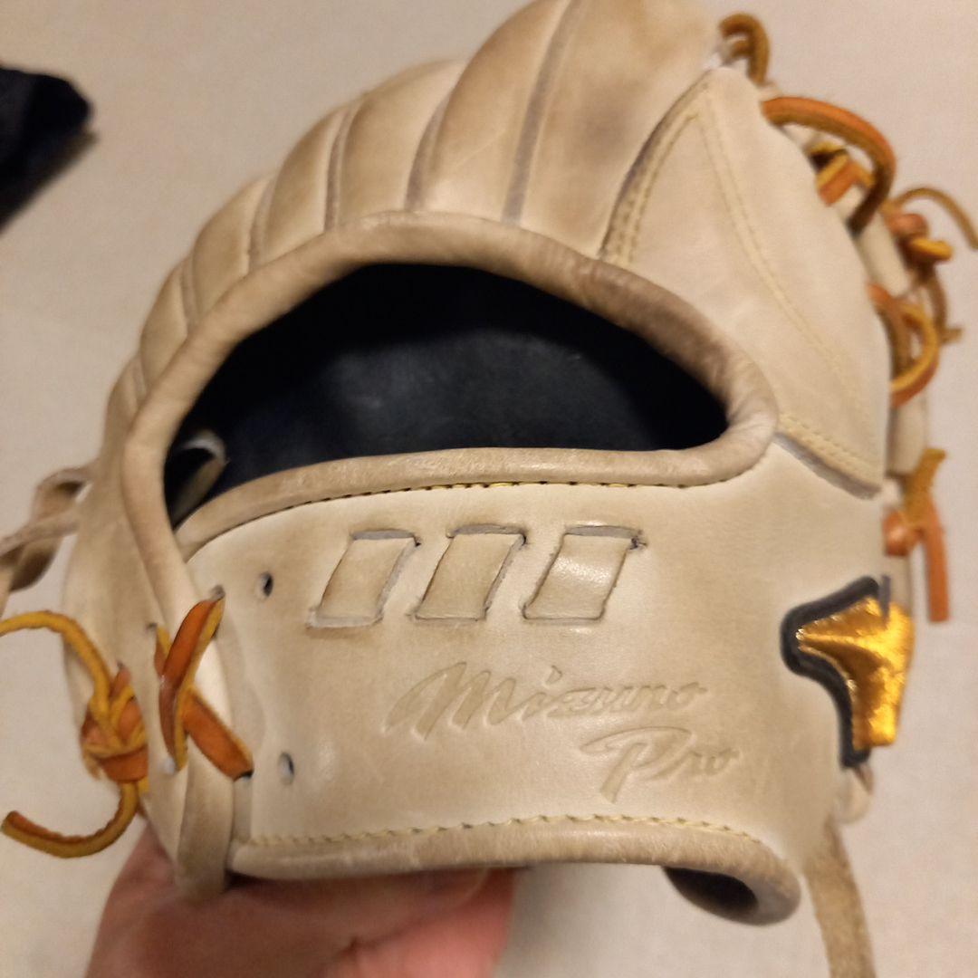 美品　ミズノプロ　硬式　内野手グローブ 　ブロンド