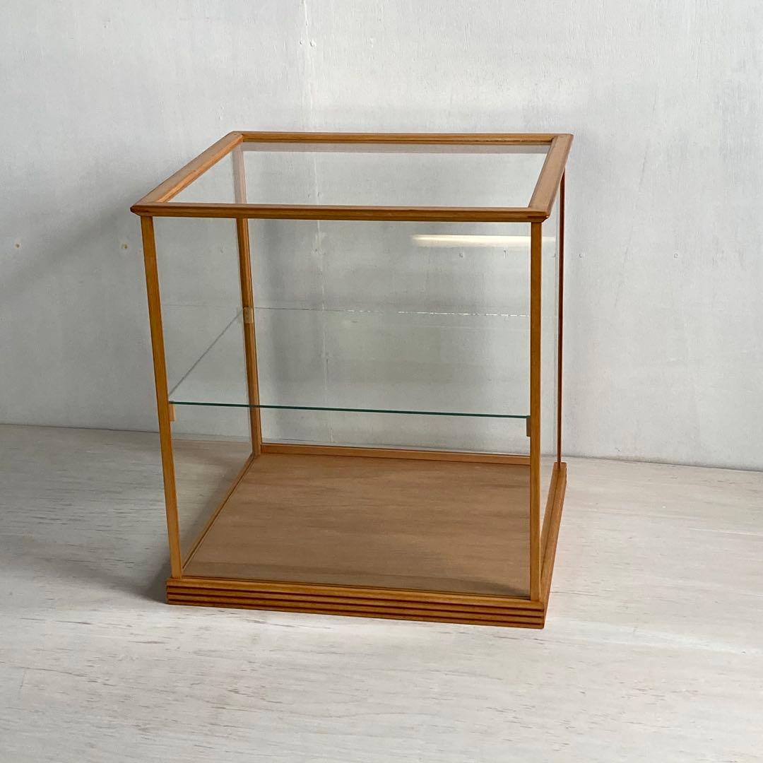 g302 古い木製 ガラスケース 2段 卓上 ショーケース 展示ケース 店舗什器