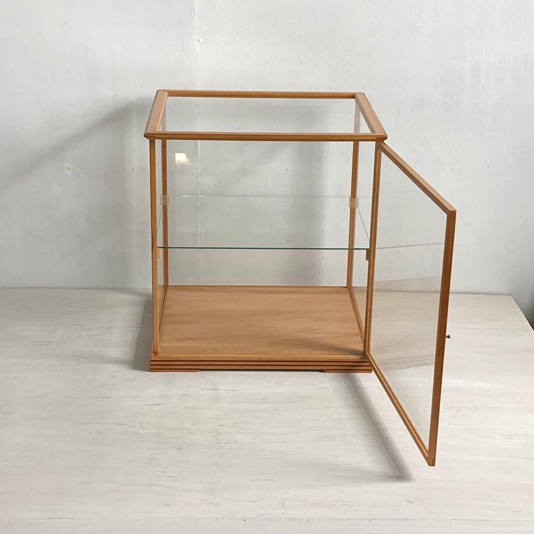 g302 古い木製 ガラスケース 2段 卓上 ショーケース 展示ケース 店舗什器