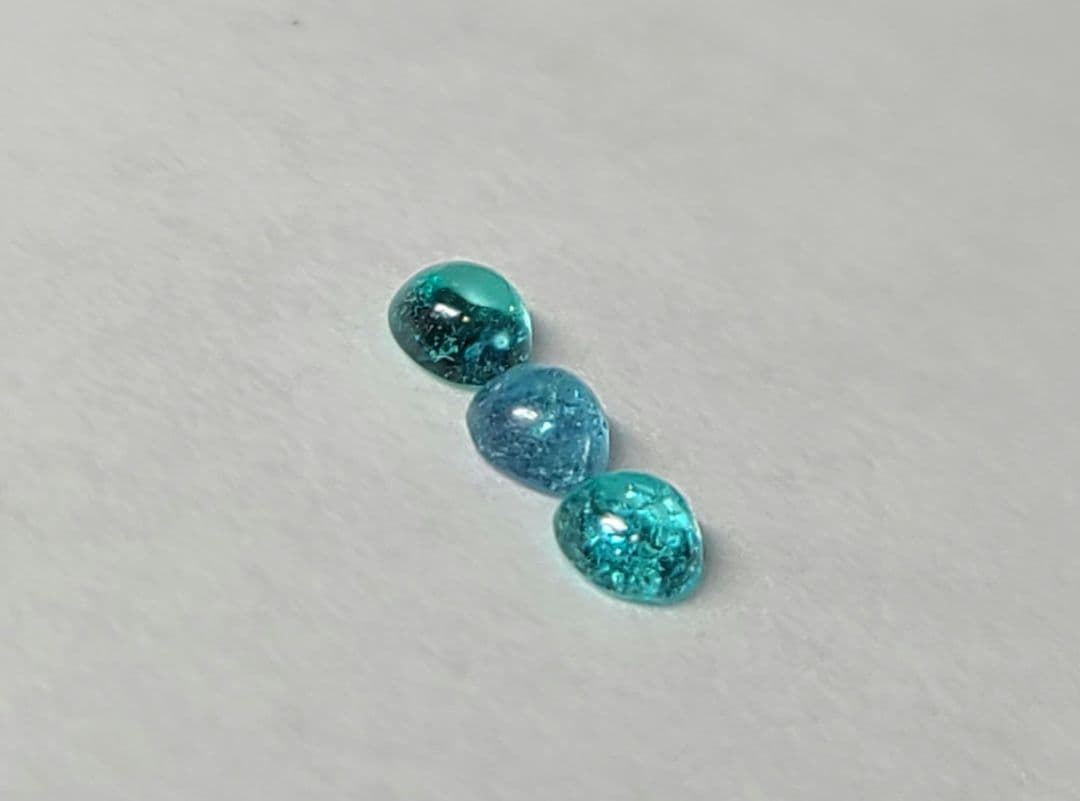 非加熱のまぁるいプルンチョ★ブラジルバターリャパライバトルマリン★3pcセット