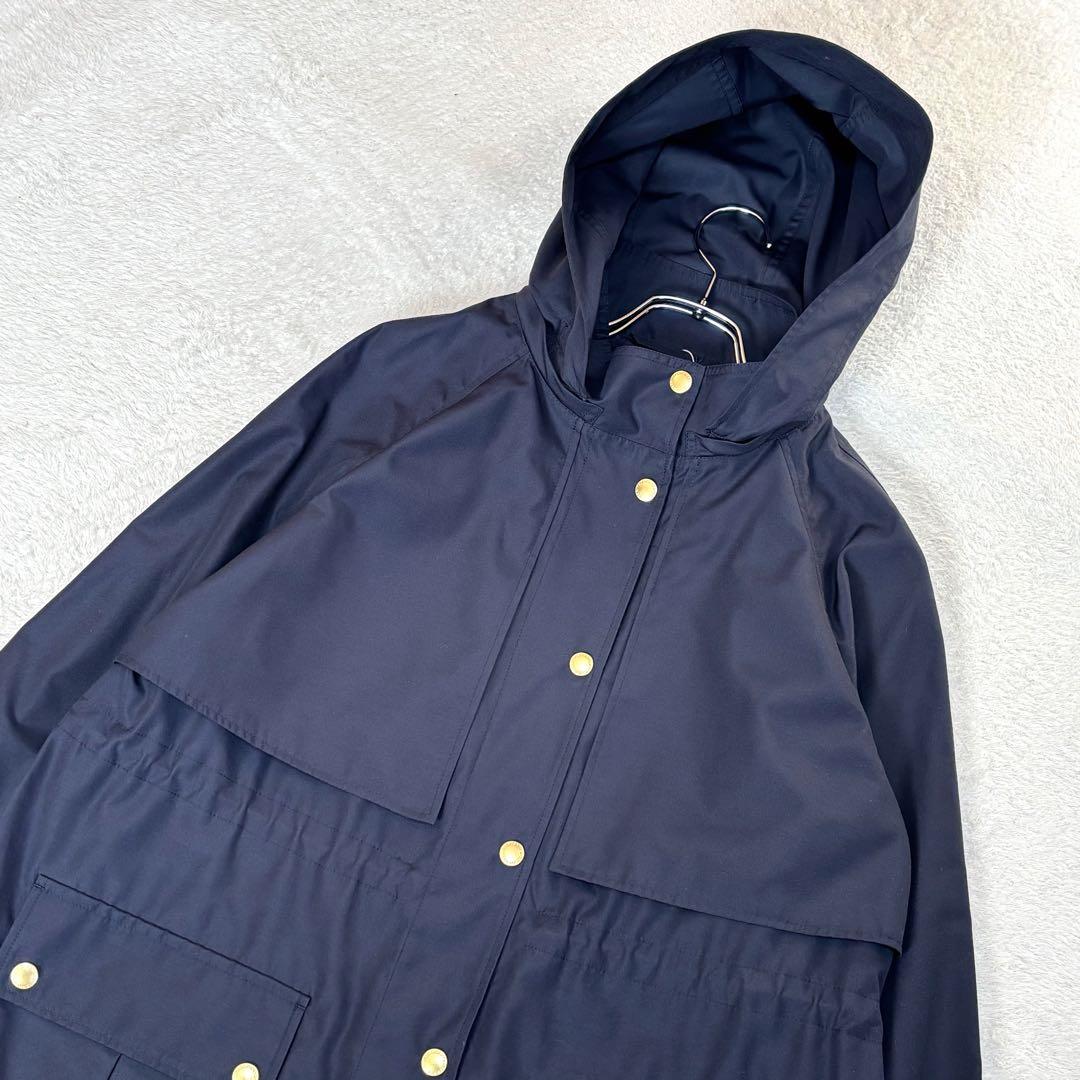 【25AWタグ付】ニューヨーカー 金ボタン フード付きライトコート 紺 洗える