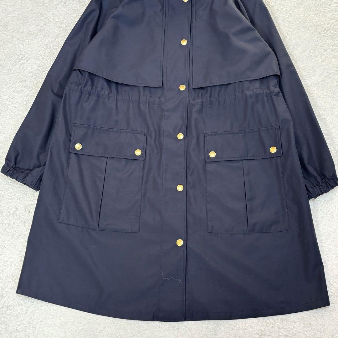 【25AWタグ付】ニューヨーカー 金ボタン フード付きライトコート 紺 洗える