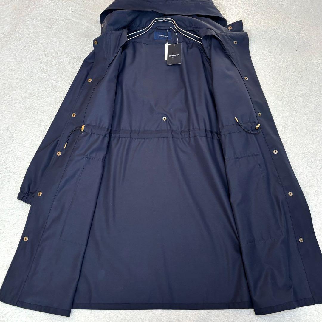 【25AWタグ付】ニューヨーカー 金ボタン フード付きライトコート 紺 洗える