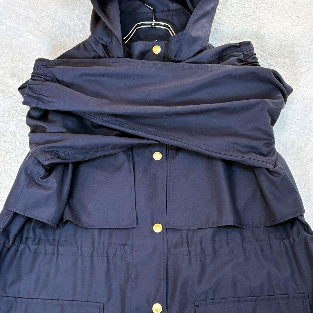 【25AWタグ付】ニューヨーカー 金ボタン フード付きライトコート 紺 洗える