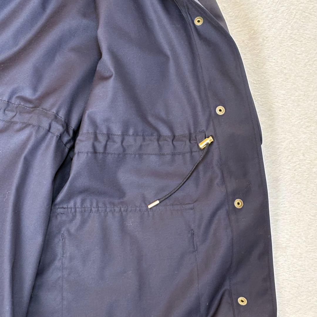 【25AWタグ付】ニューヨーカー 金ボタン フード付きライトコート 紺 洗える
