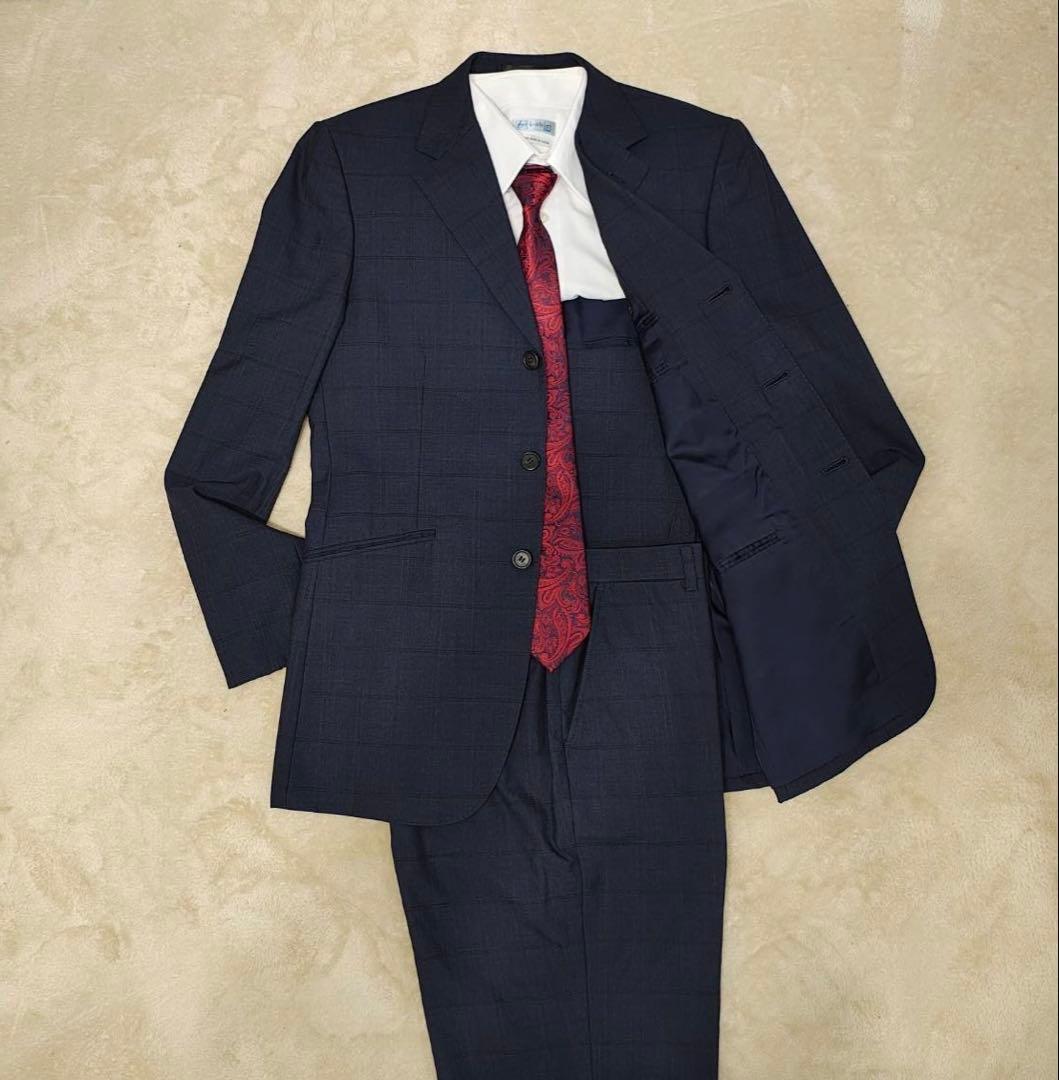 【極美品】ポールスミス　ロンドン　ネイビーチェック柄スーツ　上下セット（M〜L）
