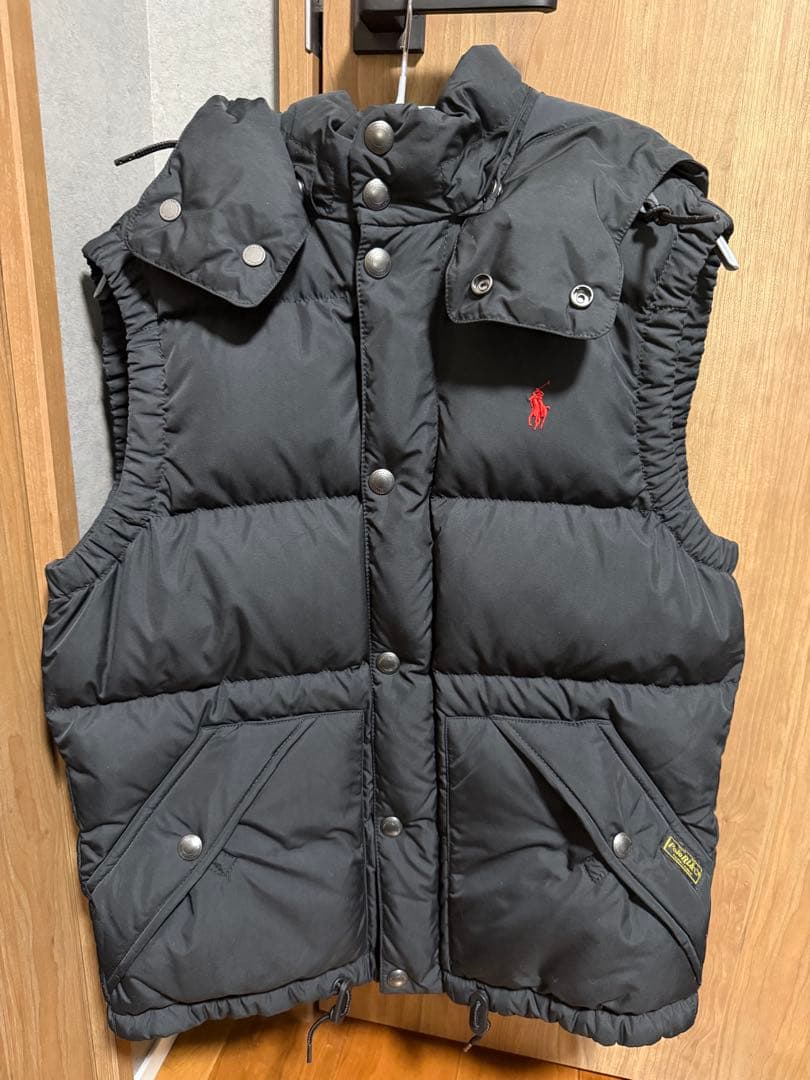 POLO RALPH LAUREN ポニー刺繍 2WAY肉厚ダウンベスト 黒