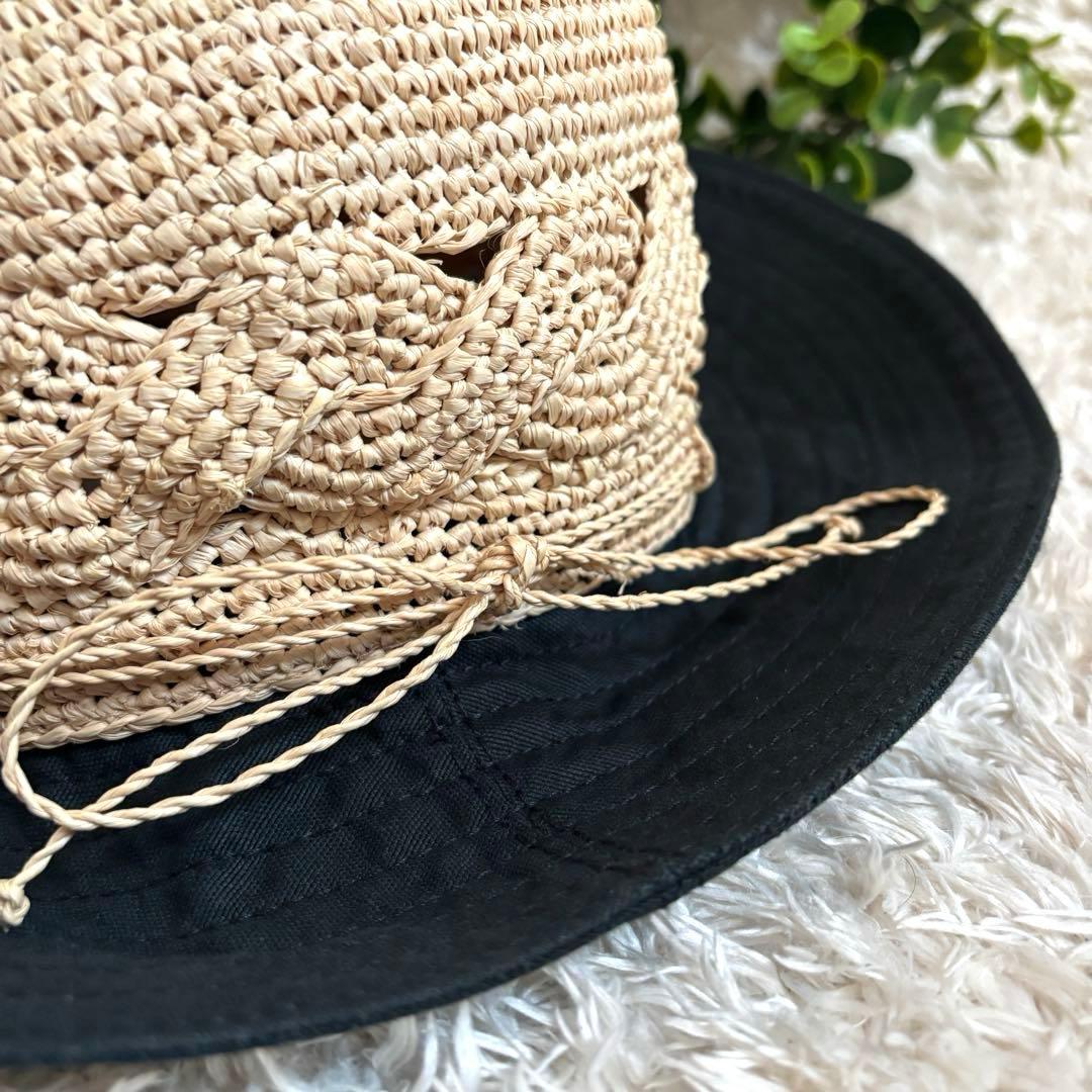 レア✨ヘレンカミンスキー ラフィア×コットン キャンバスハット ＵＶ加工 麦わら