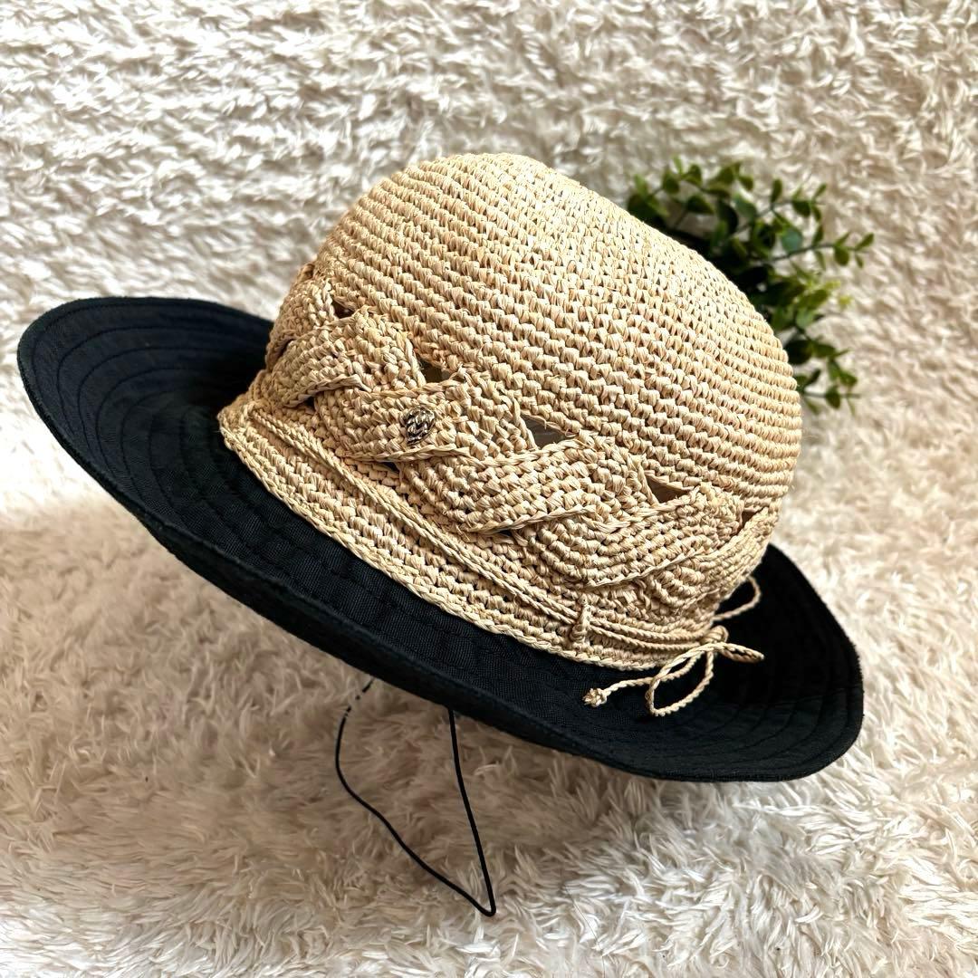 レア✨ヘレンカミンスキー ラフィア×コットン キャンバスハット ＵＶ加工 麦わら