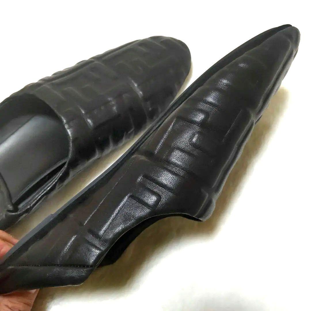 中古美品FENDI FFナッパシューズ ラムレザー 26cmスリッポンサイズ7