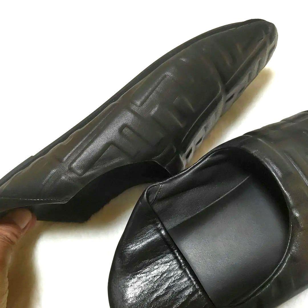 中古美品FENDI FFナッパシューズ ラムレザー 26cmスリッポンサイズ7