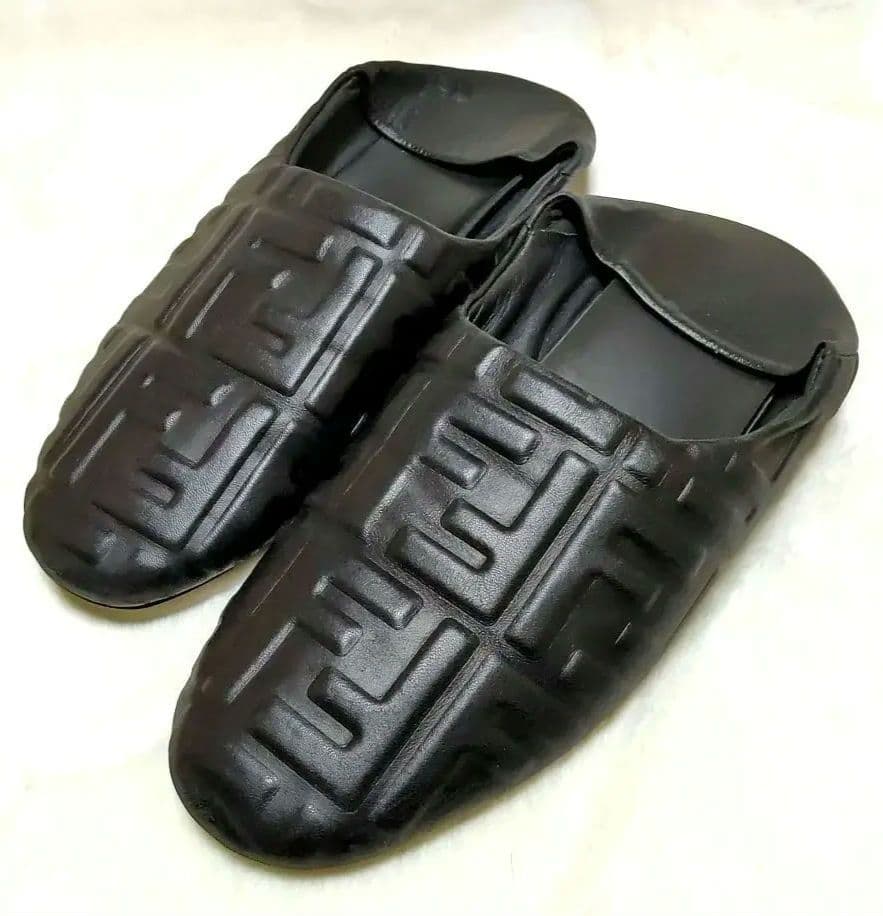 中古美品FENDI FFナッパシューズ ラムレザー 26cmスリッポンサイズ7