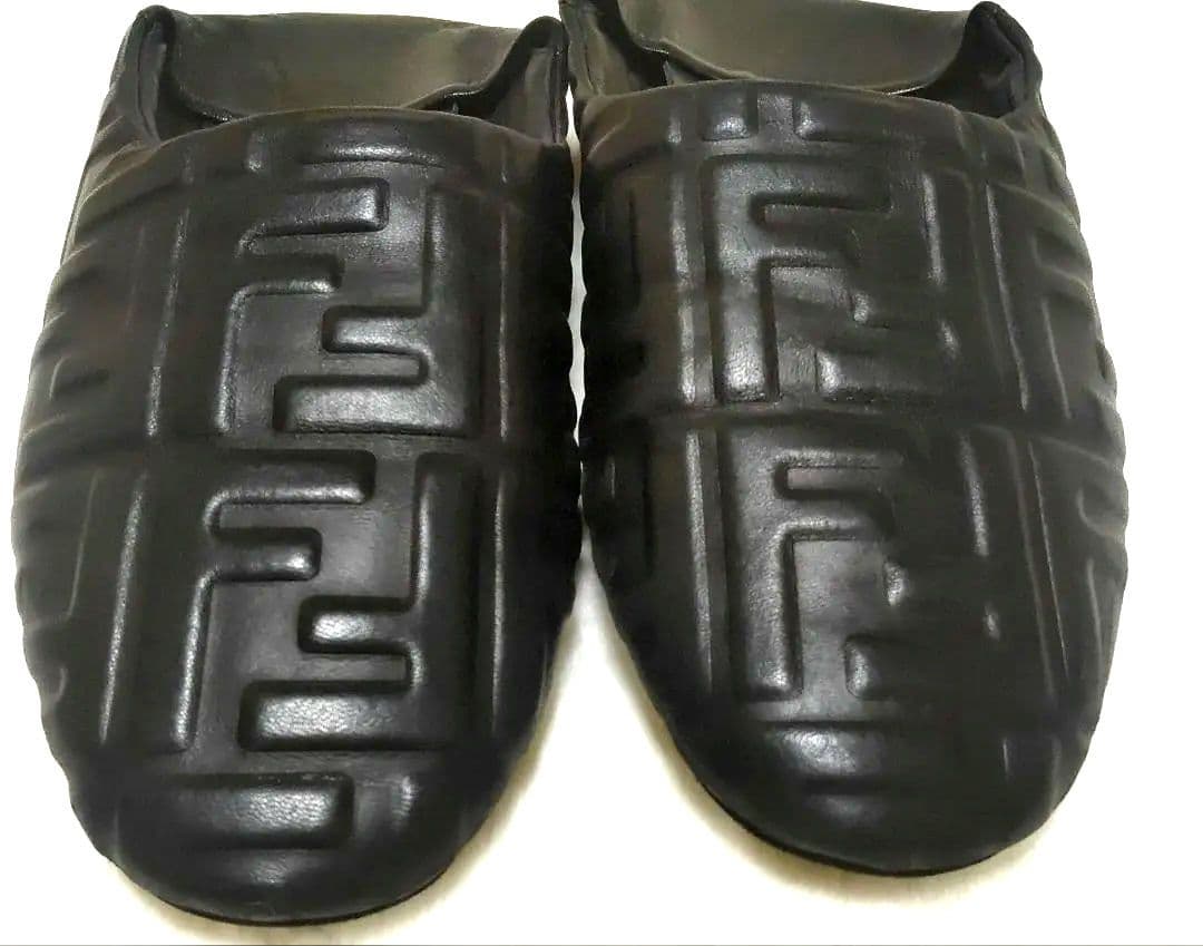 中古美品FENDI FFナッパシューズ ラムレザー 26cmスリッポンサイズ7