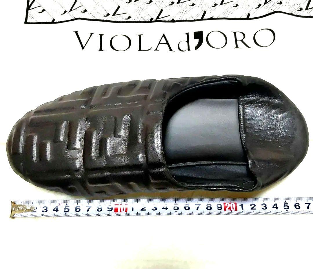 中古美品FENDI FFナッパシューズ ラムレザー 26cmスリッポンサイズ7