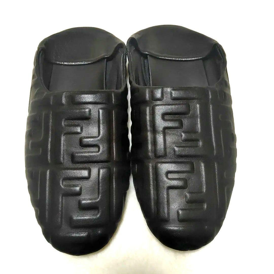 中古美品FENDI FFナッパシューズ ラムレザー 26cmスリッポンサイズ7