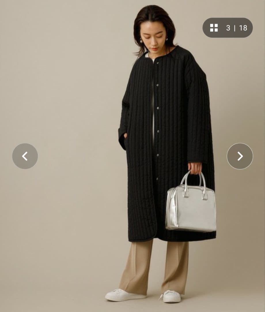 新品 ADAM ET ROPE' アダムエロペ 縦キルティングコート アイボリー