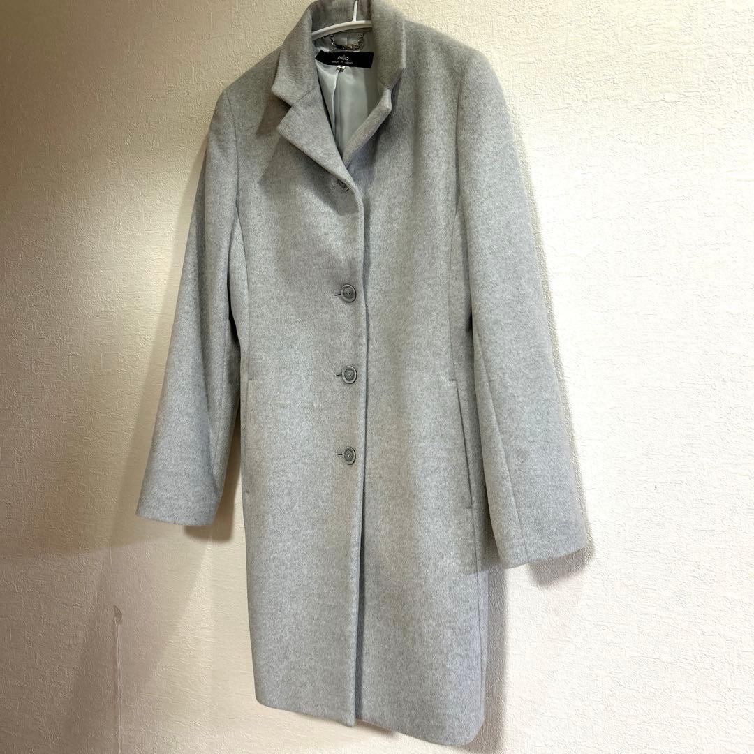 【試着のみ】lNED カシミヤ　アンゴラ　上質コート　日本製　9号