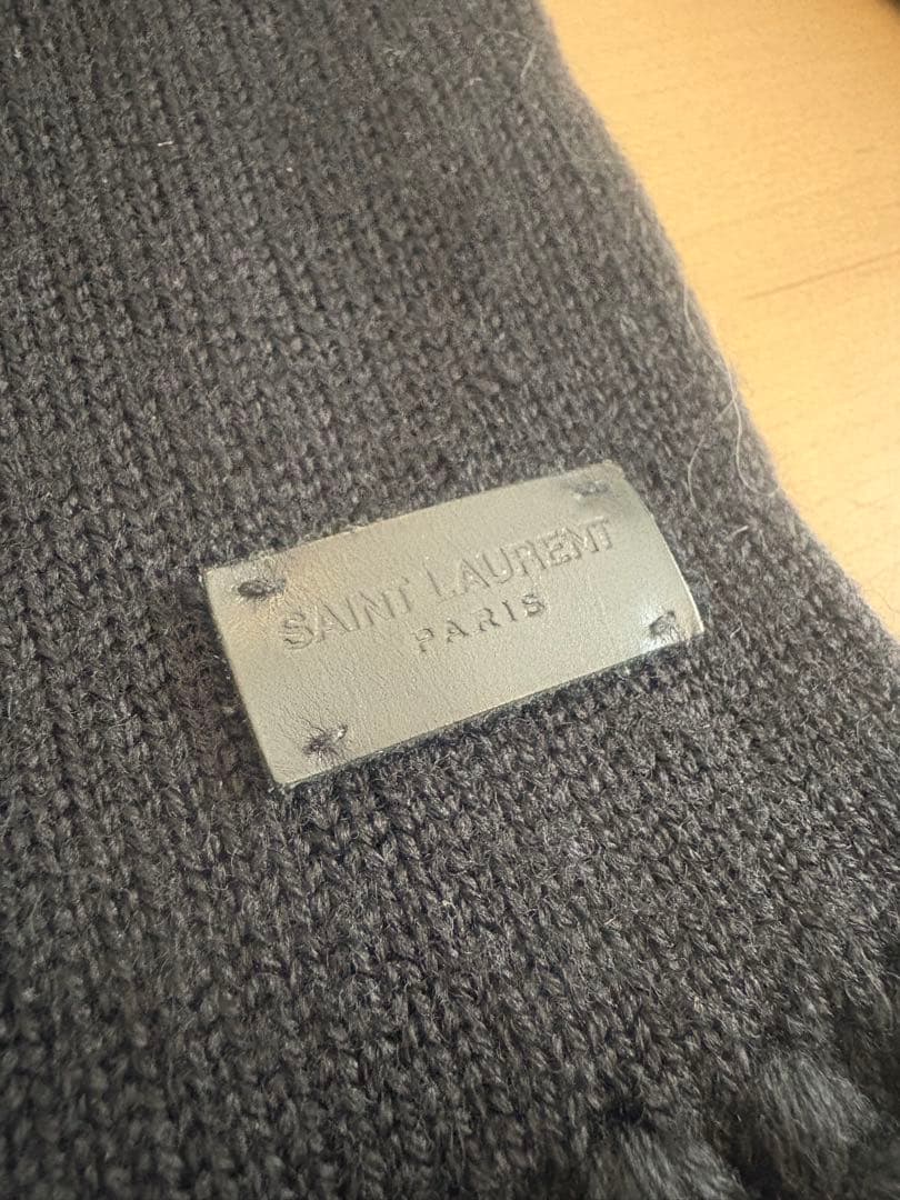最終値下げ⭐︎SAINT LAURENT⭐︎黒ウールマフラー フリンジ付き