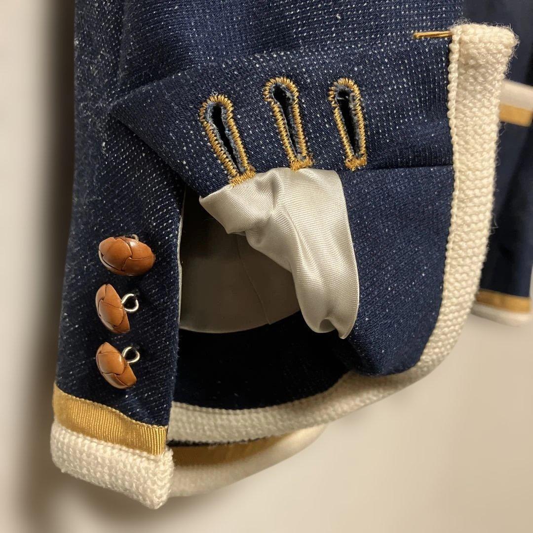 A エィス　インディゴ染ジャージパイピングブレザーネイビーLサイズ