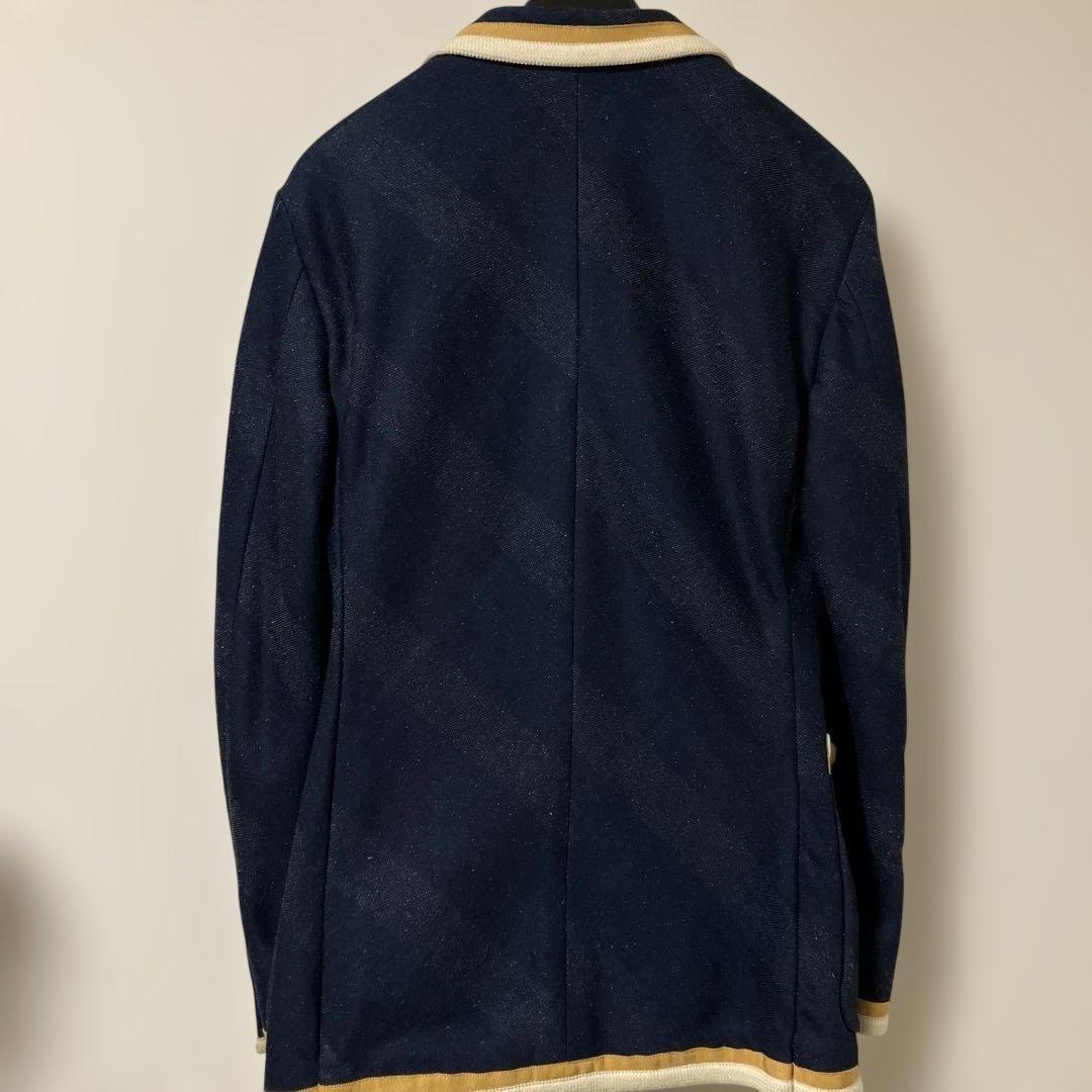 A エィス　インディゴ染ジャージパイピングブレザーネイビーLサイズ