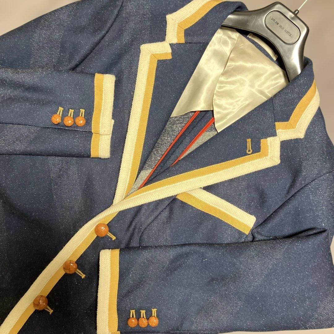 A エィス　インディゴ染ジャージパイピングブレザーネイビーLサイズ