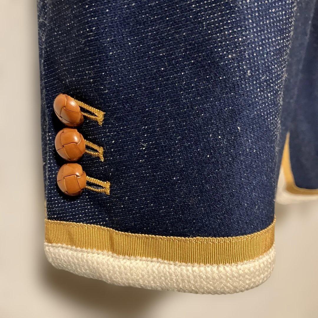 A エィス　インディゴ染ジャージパイピングブレザーネイビーLサイズ