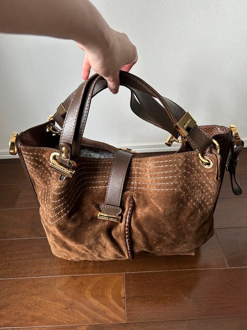【美品】Jimmy Choo(ジミーチュウ)スウェードトートバッグ