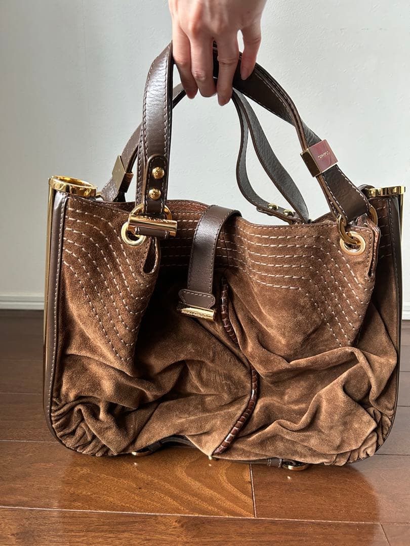 【美品】Jimmy Choo(ジミーチュウ)スウェードトートバッグ