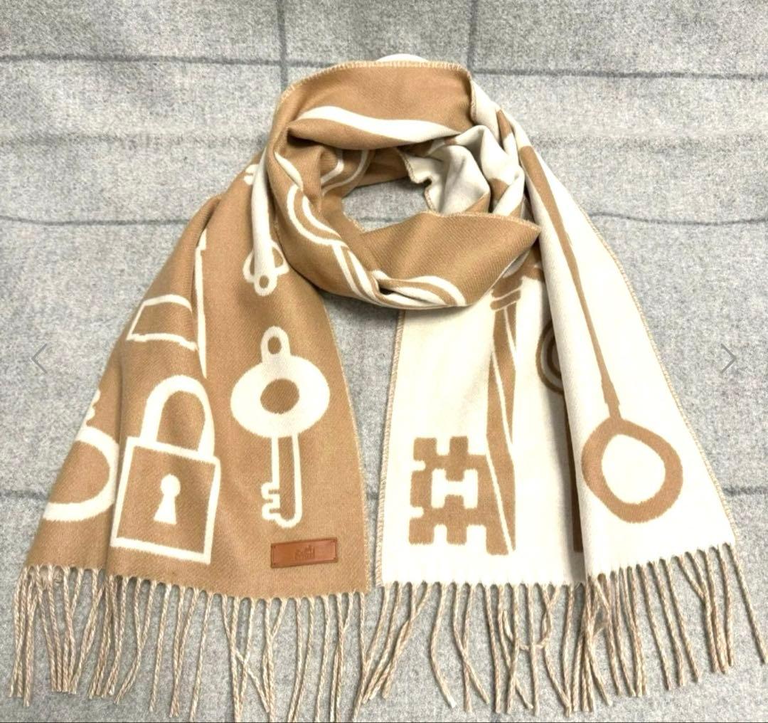 ★新品級★HERMES エルメス カシミア マフラー ポルト・クレ