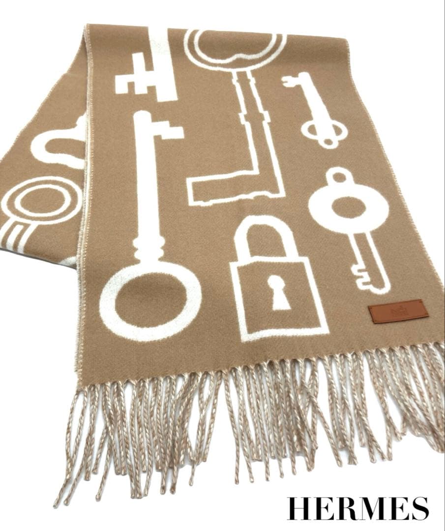 ★新品級★HERMES エルメス カシミア マフラー ポルト・クレ