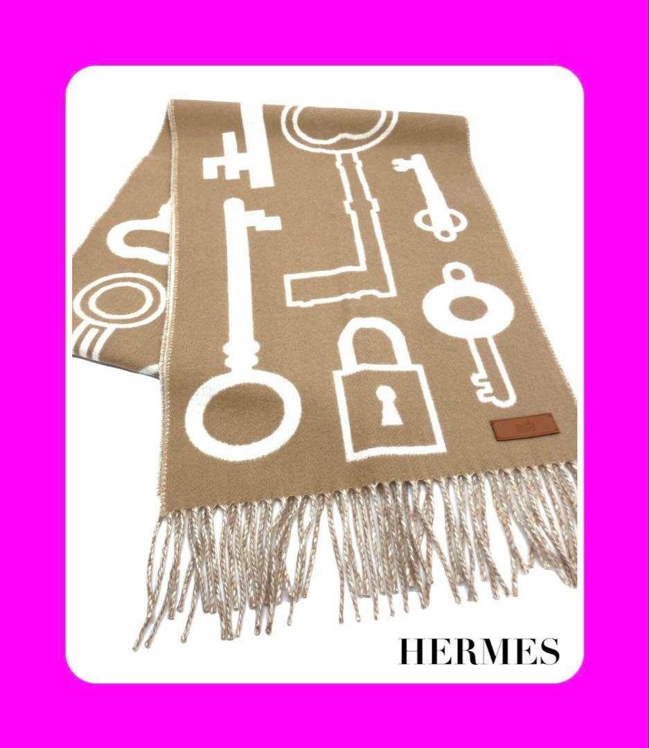 ★新品級★HERMES エルメス カシミア マフラー ポルト・クレ