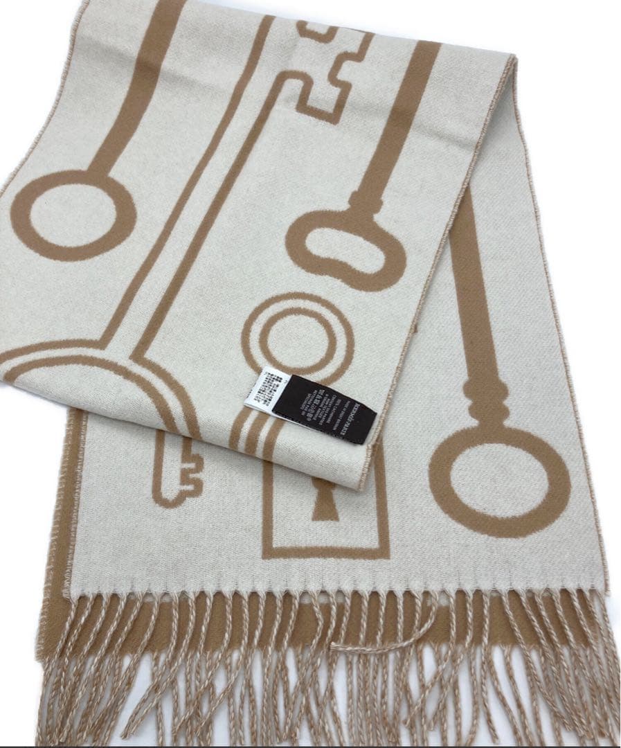 ★新品級★HERMES エルメス カシミア マフラー ポルト・クレ