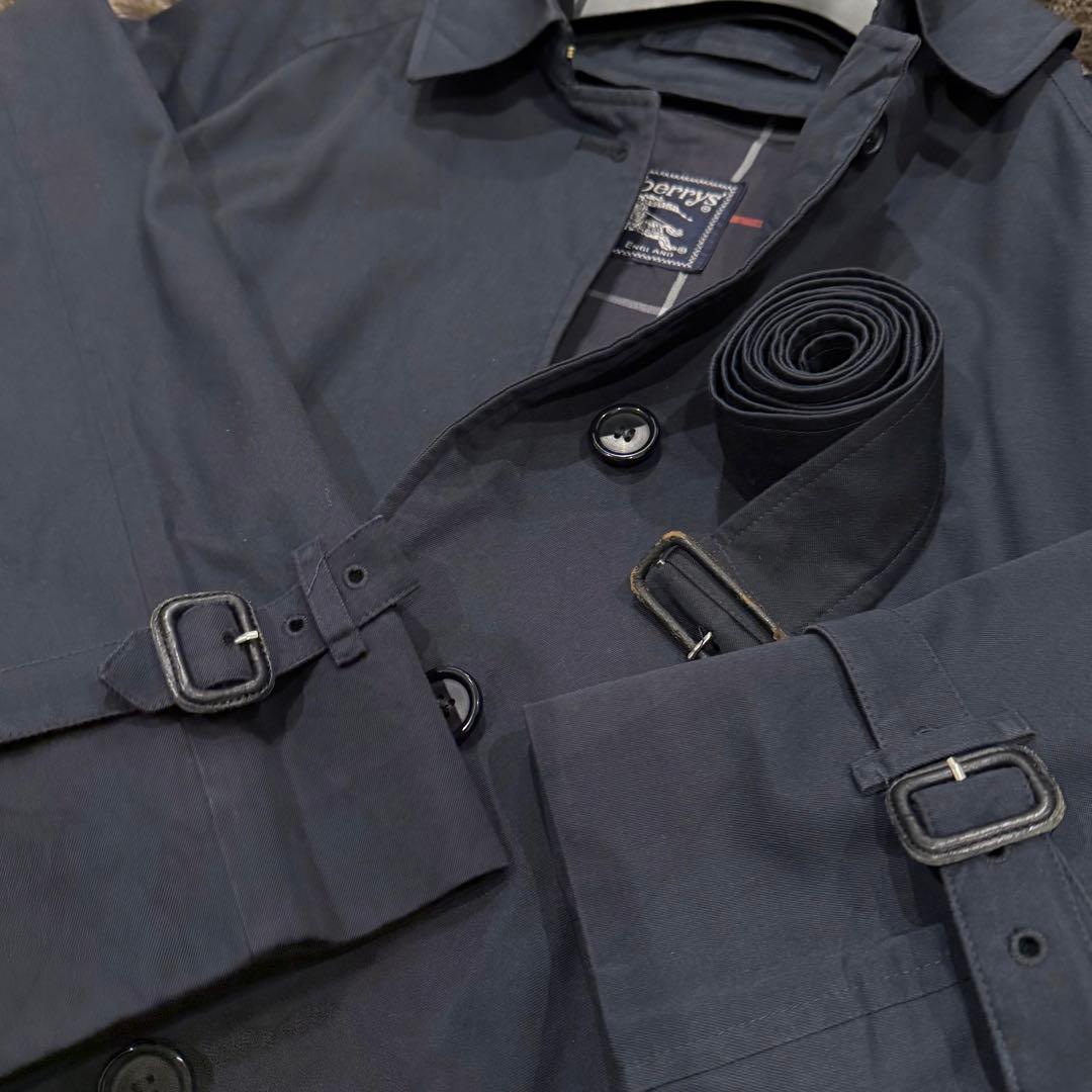 美品‼️バーバリー　ステンカラーコート　裏地ノバチェック ネイビー 高品質マキシ丈