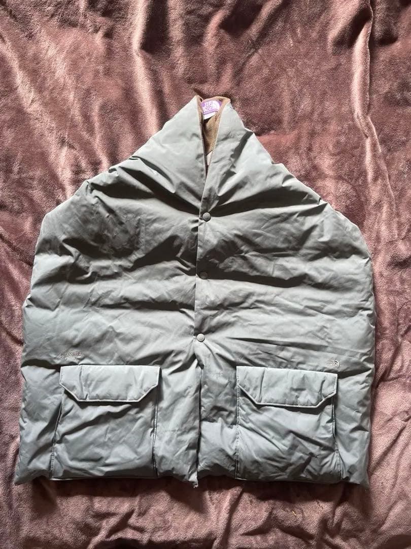 ノースフェイスパープルレーベル　ダウンケープ　カーキ　セージグリーン