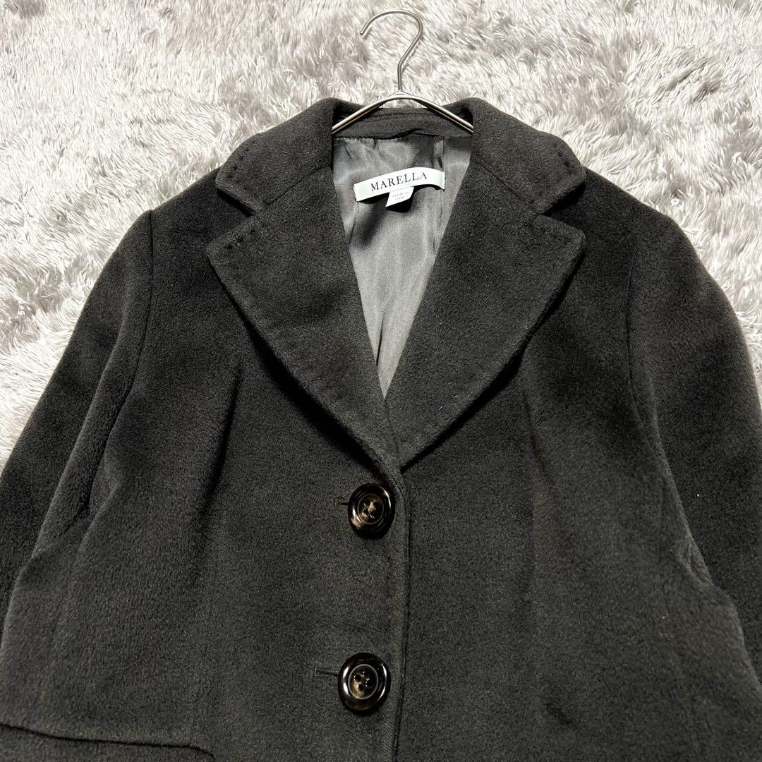 マレーラ MaxMaraカシミヤ混　チェスターコート M〜L相当　チャコール