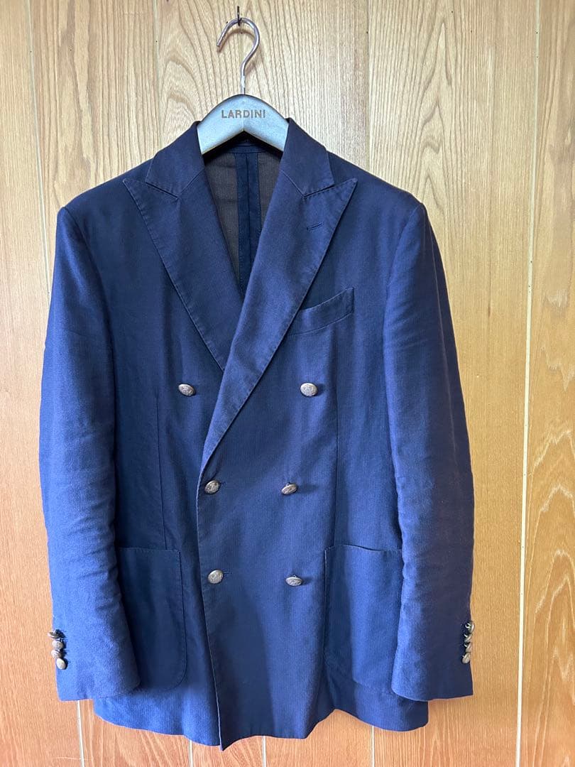 LARDINI ネイビー 6Bダブルブレストジャケット　46