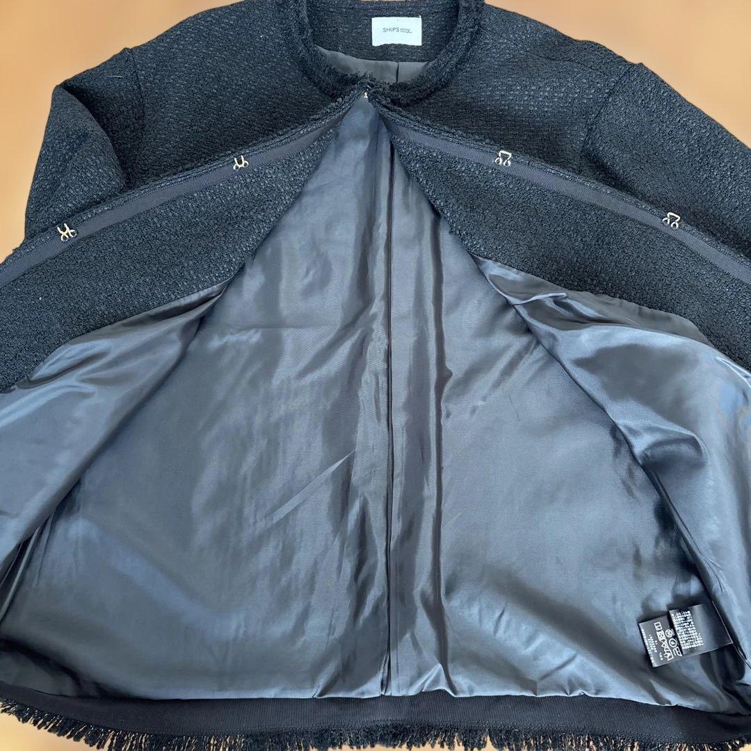 SHIPS any:〈手洗い可能〉ツイード ノーカラー オーバー ジャケット