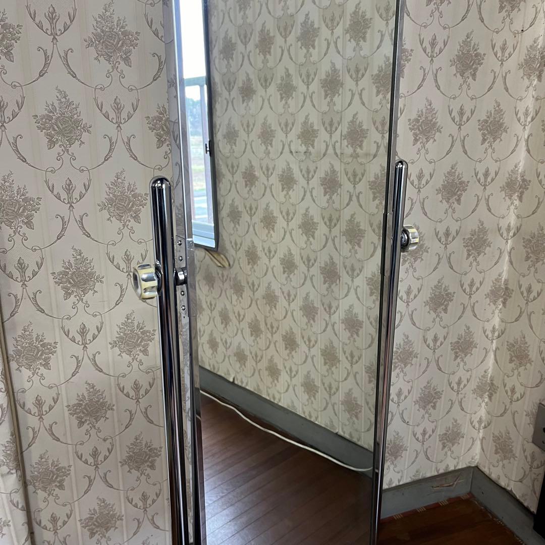 【インダストリアル】アイアンフレーム メタル キャスター付 ミラー 全身鏡 姿見