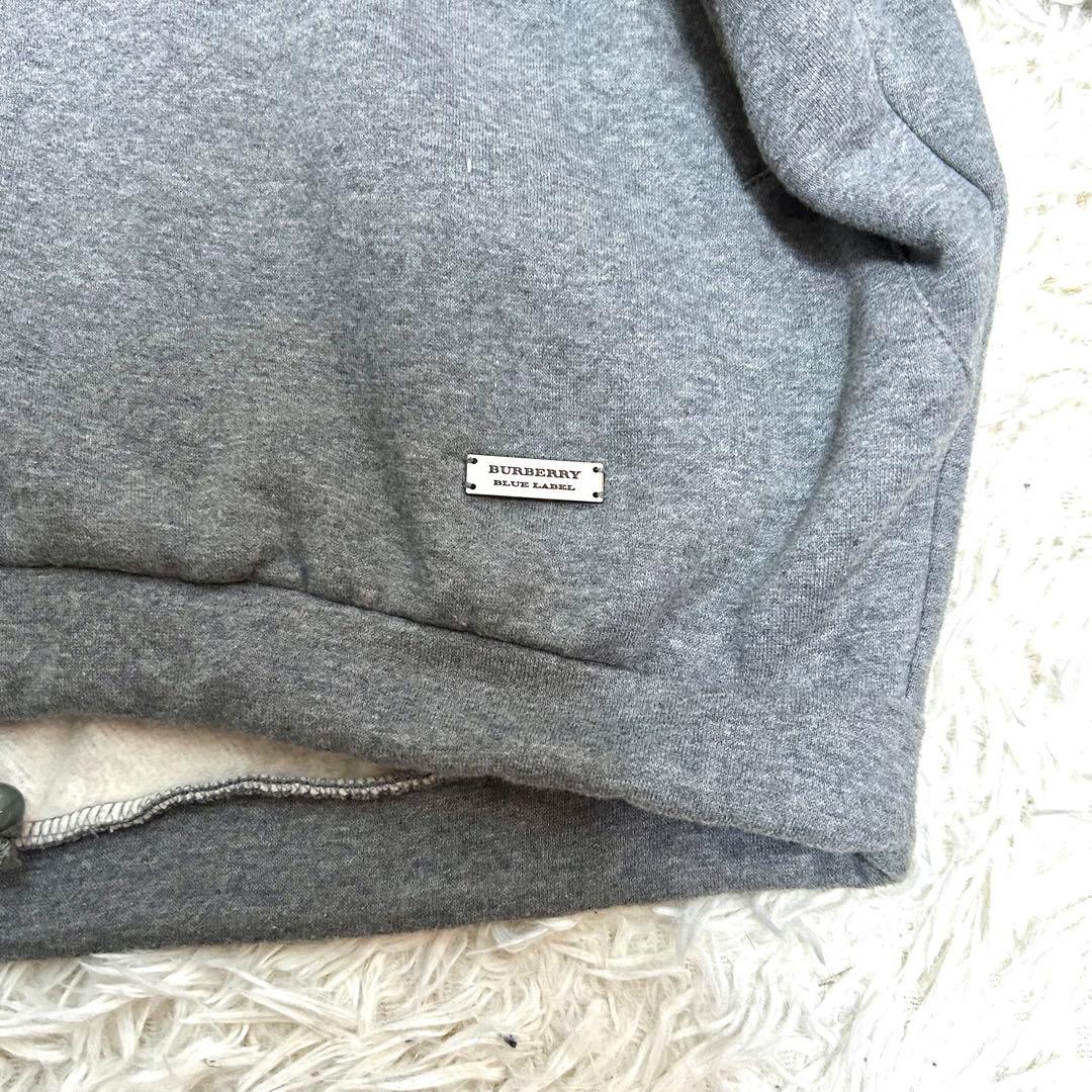 美品　バーバリーブルーレーベル　ポンチョコート　38 牛革　タヌキファー　グレー