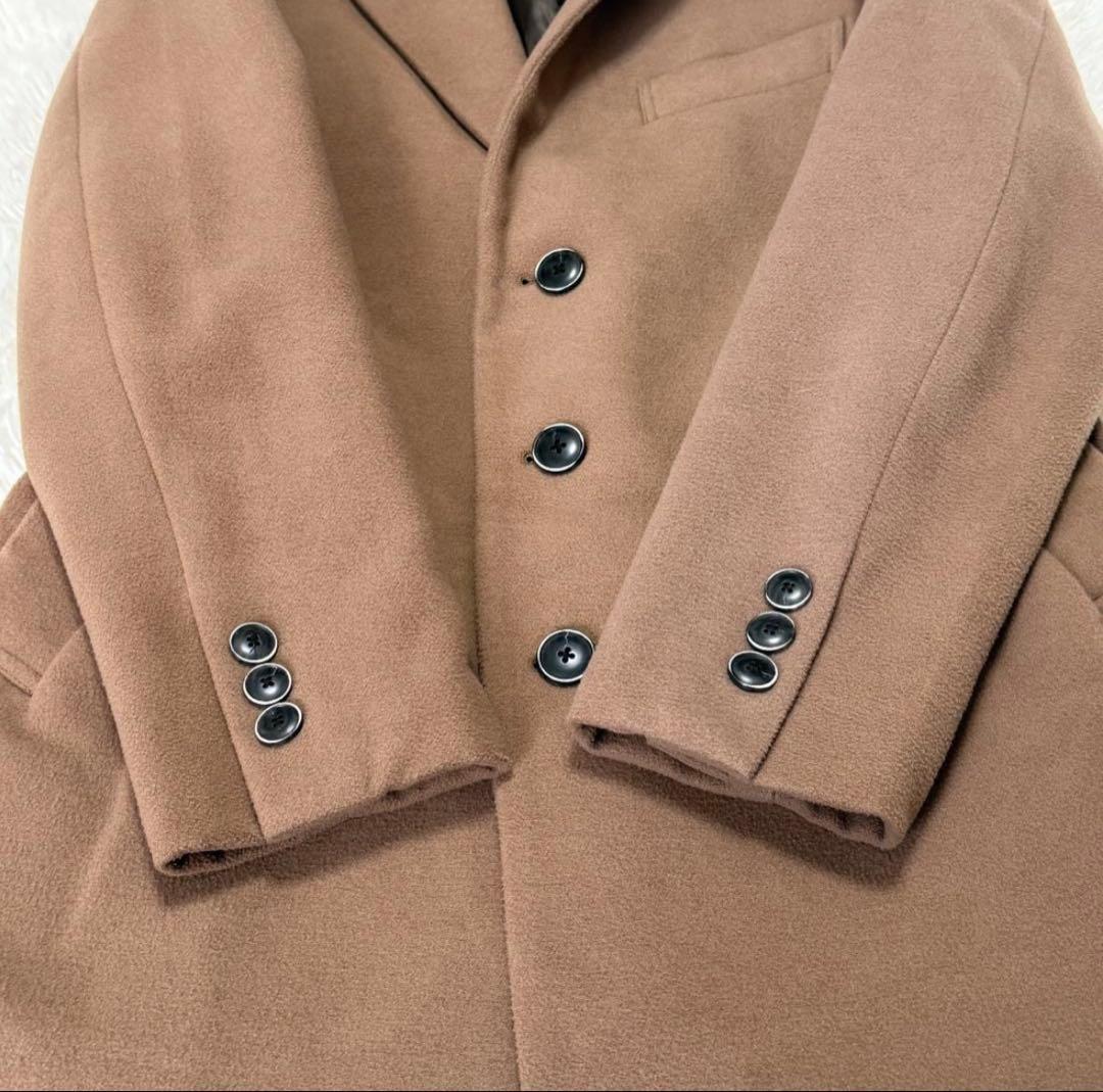 メンズメルローズ チェスターコート ロングコート キャメル ブラウン L相当