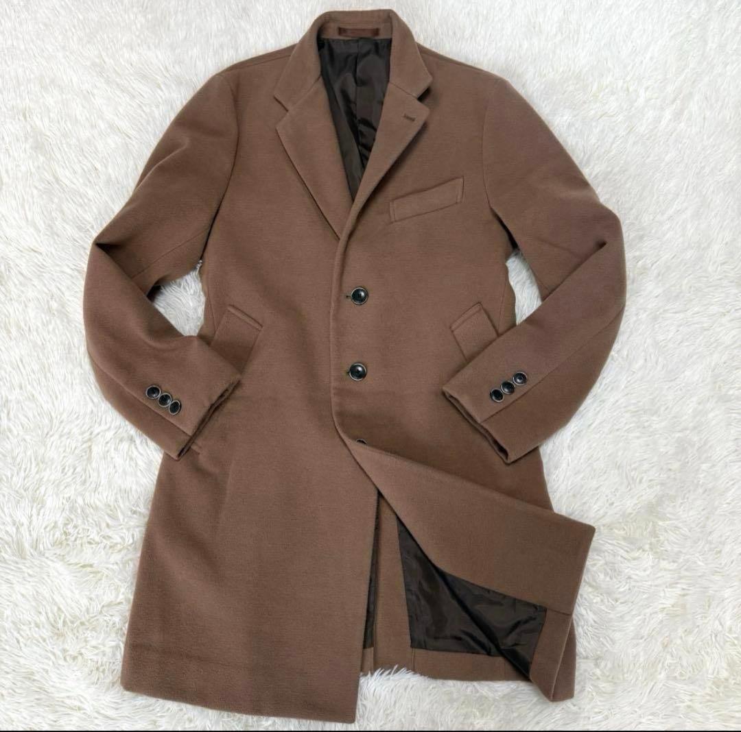 メンズメルローズ チェスターコート ロングコート キャメル ブラウン L相当
