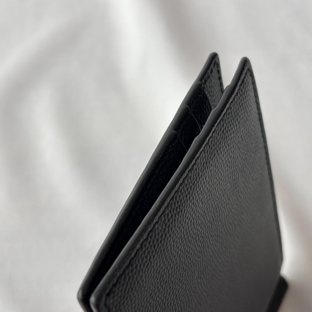 極美品 サンローラン キャビアスキン マネークリップ レザー お洒落 ブラック