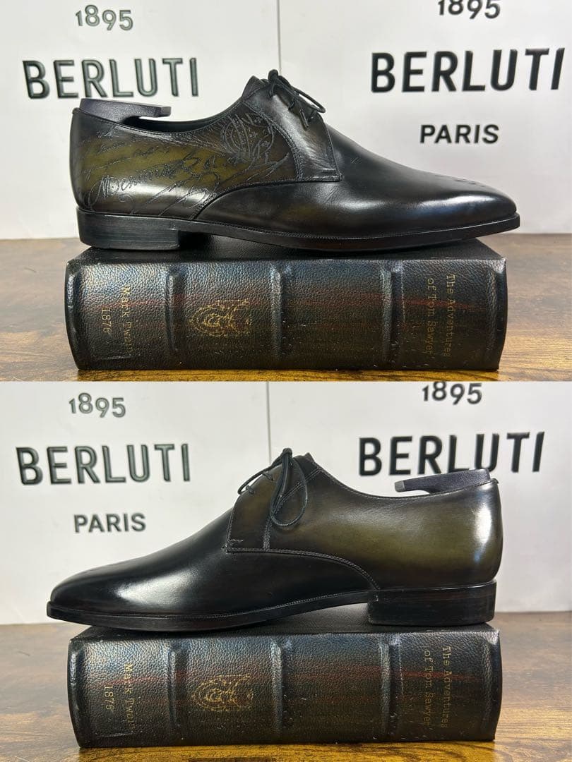 希少 付属品完備　Berluti デムジュール プレーントゥ レザーシューズ 8