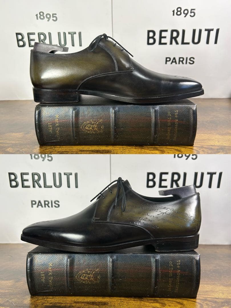 希少 付属品完備　Berluti デムジュール プレーントゥ レザーシューズ 8