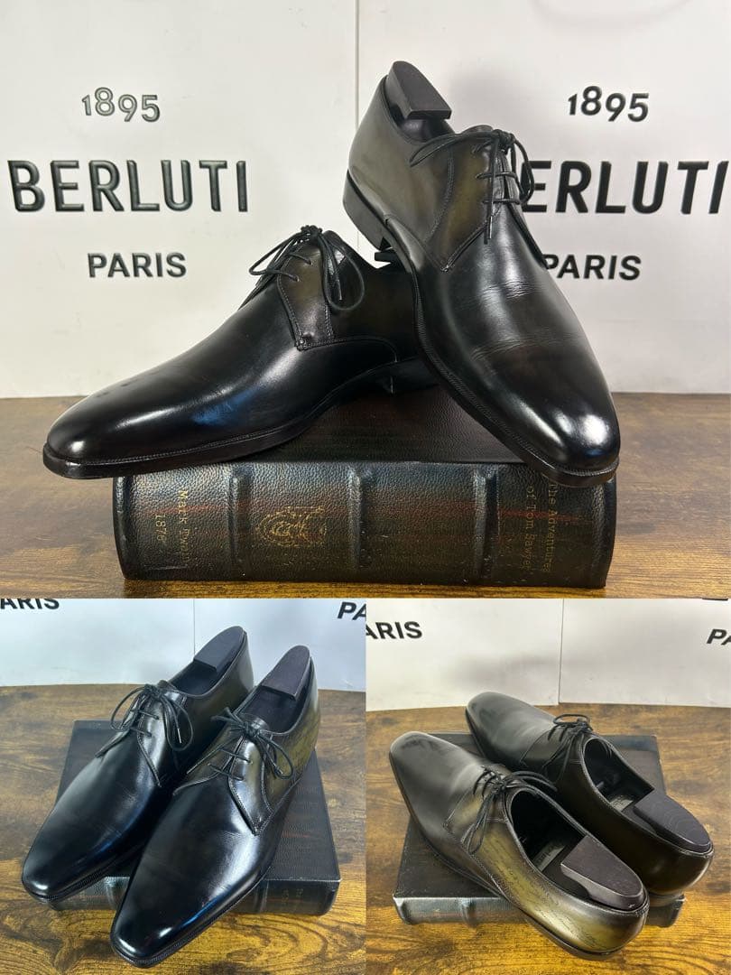 希少 付属品完備　Berluti デムジュール プレーントゥ レザーシューズ 8
