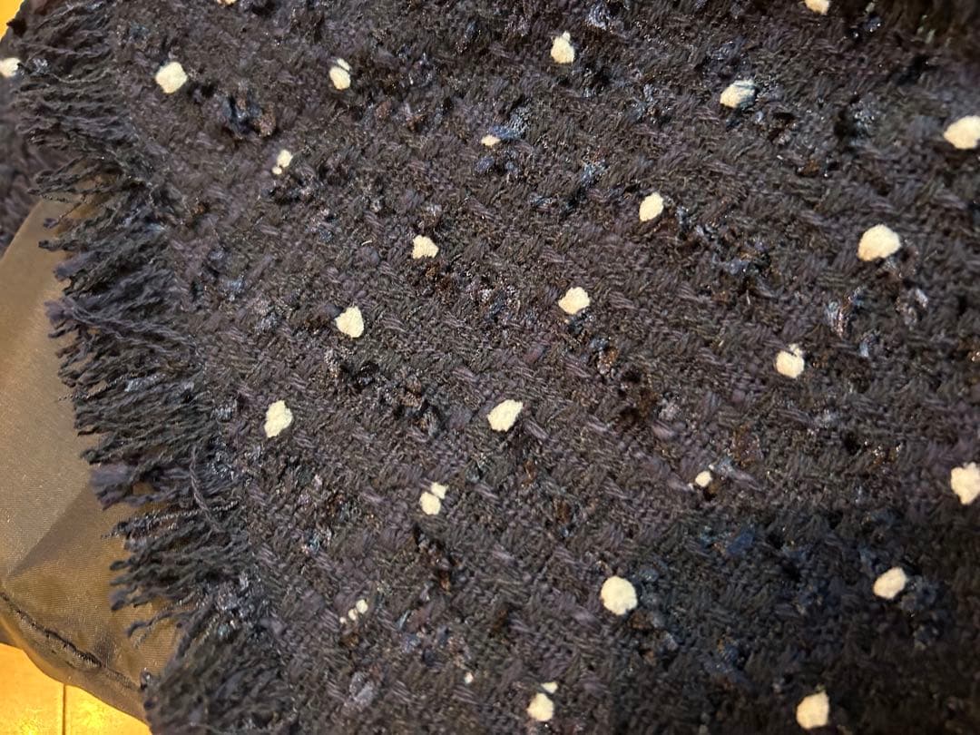 即購入可能です☆ドットツイードジレ　水玉　ツィード　ネイビー　黒に近い濃紺カラー