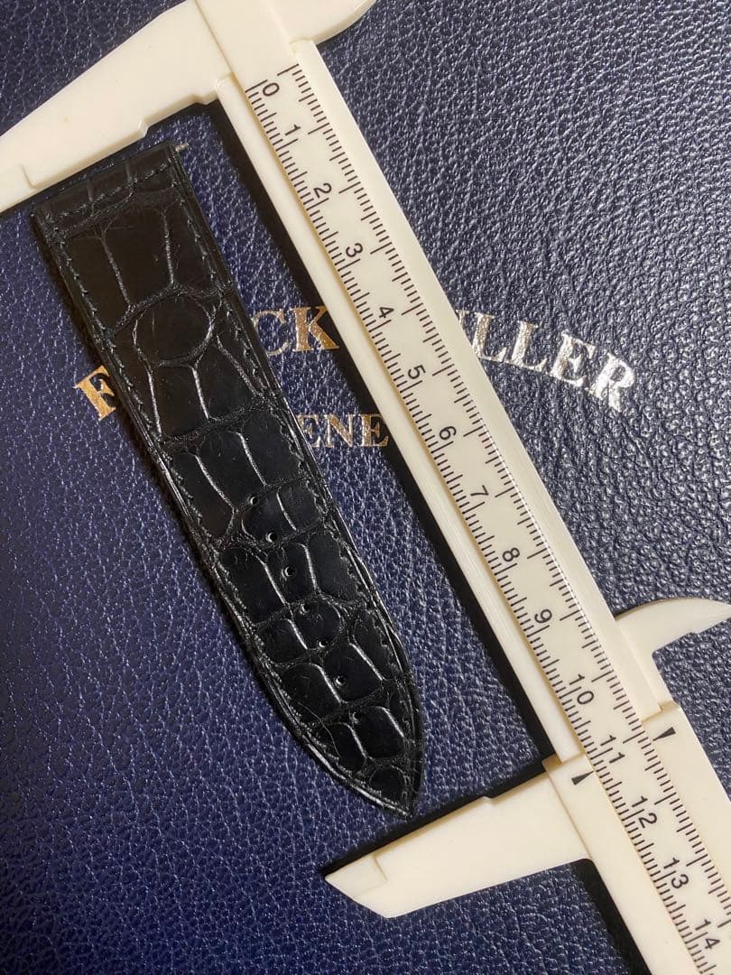 24mm フランクミュラー 時間クロコ ブラック ストラップ ベルト