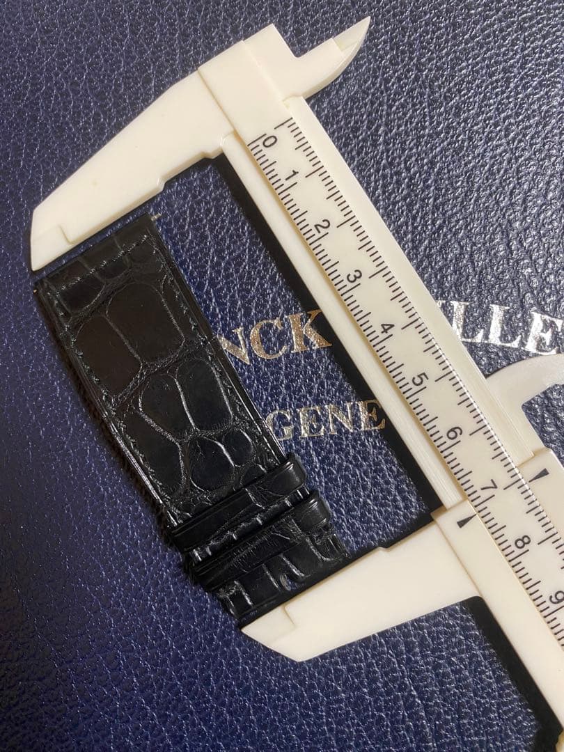 24mm フランクミュラー 時間クロコ ブラック ストラップ ベルト