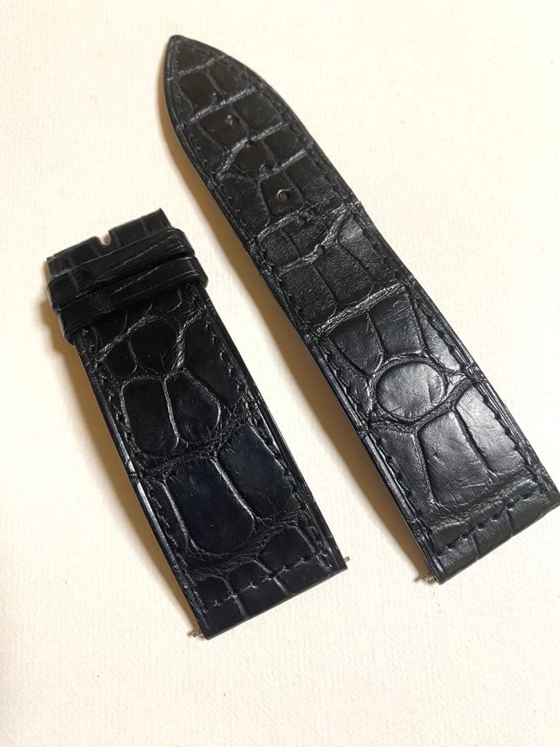 24mm フランクミュラー 時間クロコ ブラック ストラップ ベルト
