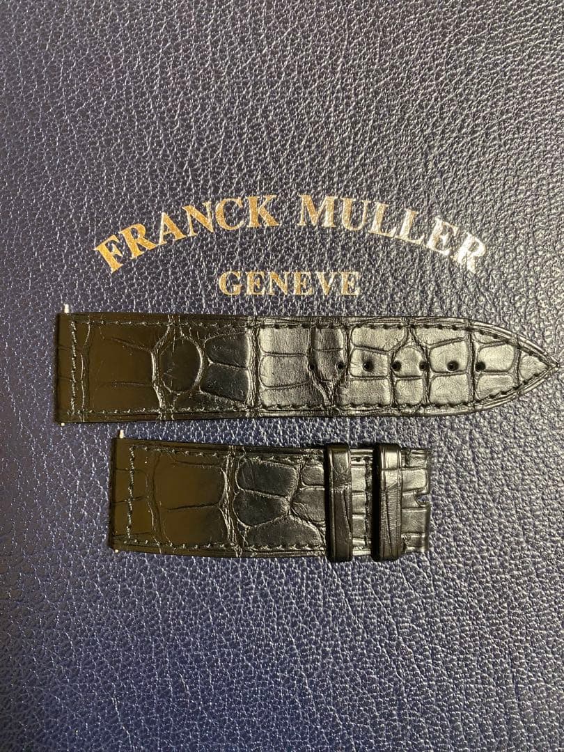 24mm フランクミュラー 時間クロコ ブラック ストラップ ベルト